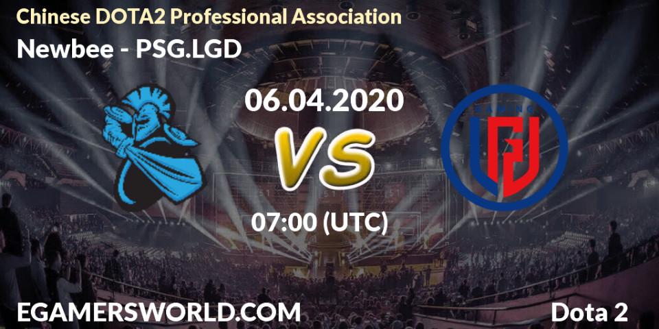 Prognose für das Spiel Newbee VS PSG.LGD. 06.04.20. Dota 2 - CDA League Season 1