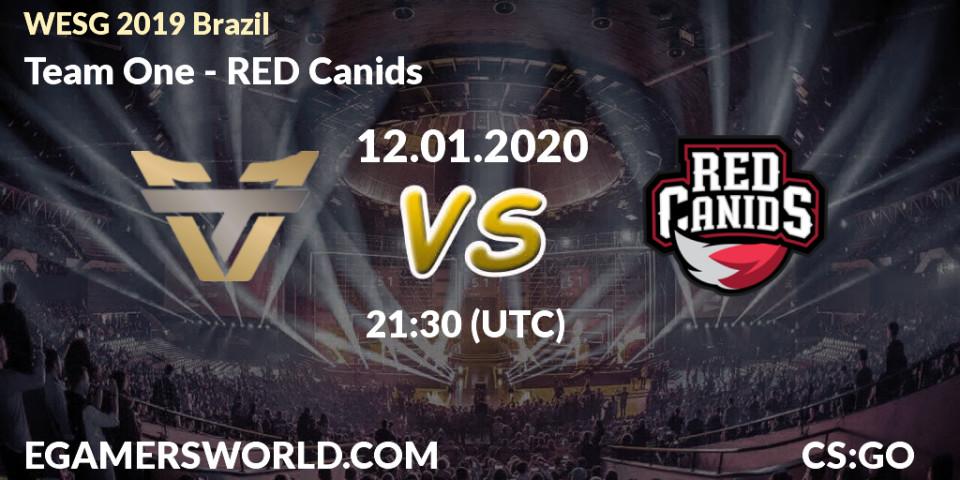 Prognose für das Spiel Team One VS RED Canids. 12.01.20. CS2 (CS:GO) - WESG 2019 Brazil Online