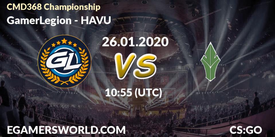 Prognose für das Spiel GamerLegion VS HAVU. 26.01.20. CS2 (CS:GO) - CMD368 Championship