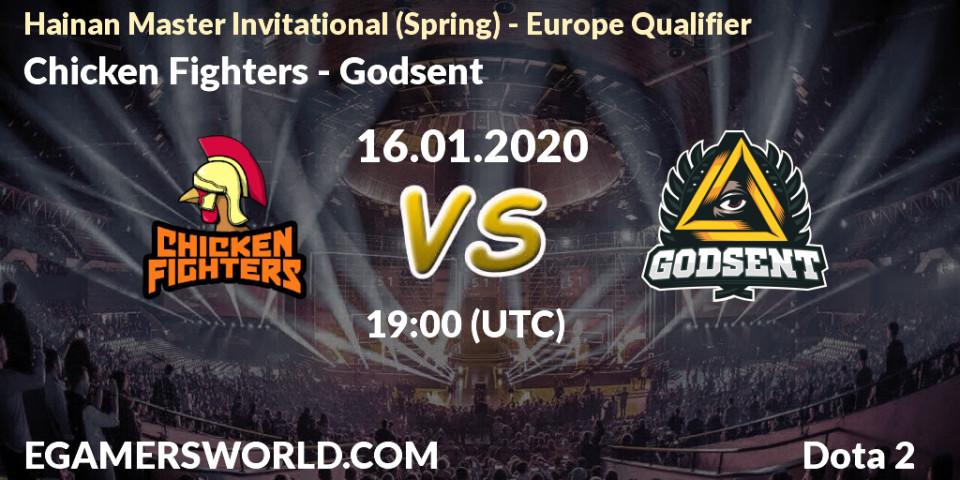 Prognose für das Spiel Chicken Fighters VS Godsent. 16.01.20. Dota 2 - Hainan Master Invitational (Spring) - Europe Qualifier