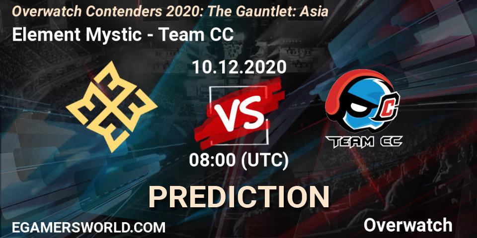 Prognose für das Spiel Element Mystic VS Team CC. 10.12.20. Overwatch - Overwatch Contenders 2020: The Gauntlet: Asia