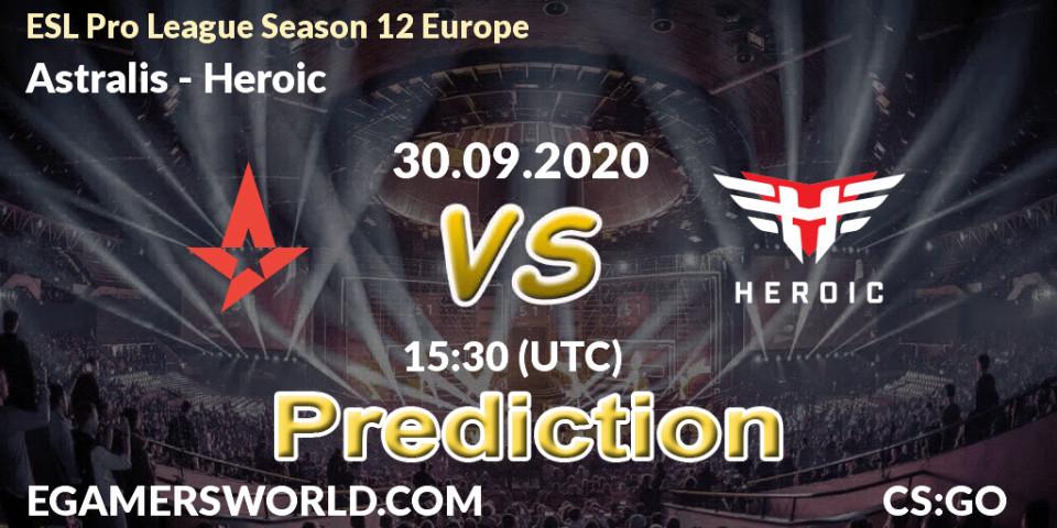 Prognose für das Spiel Astralis VS Heroic. 30.09.20. CS2 (CS:GO) - ESL Pro League Season 12 Europe