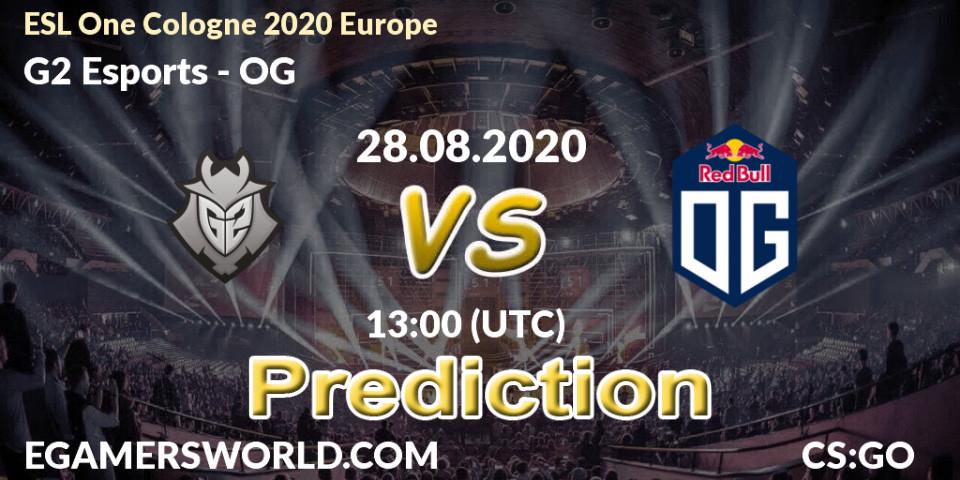 Prognose für das Spiel G2 Esports VS OG. 28.08.20. CS2 (CS:GO) - ESL One Cologne 2020 Europe