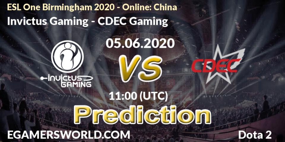 Prognose für das Spiel Invictus Gaming VS CDEC Gaming. 05.06.20. Dota 2 - ESL One Birmingham 2020 - Online: China