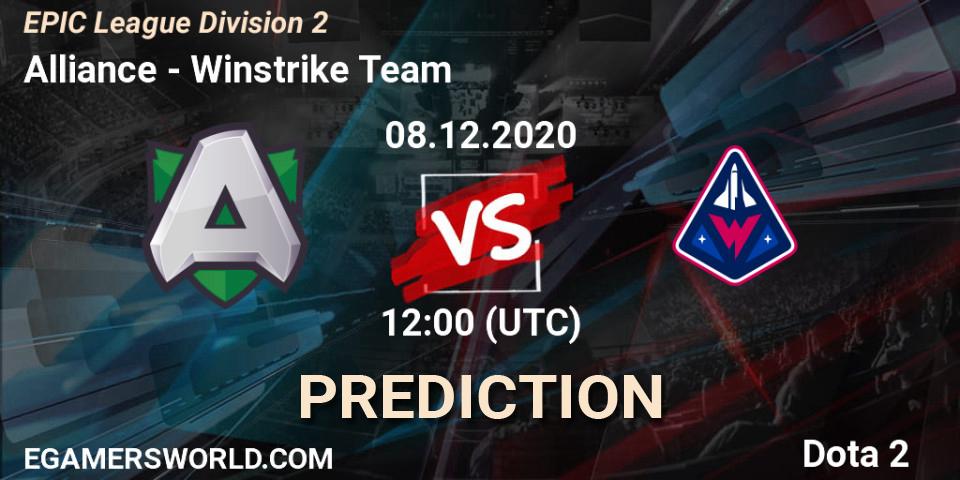Prognose für das Spiel Alliance VS Winstrike Team. 08.12.20. Dota 2 - EPIC League Division 2