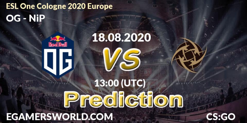 Prognose für das Spiel OG VS NiP. 18.08.20. CS2 (CS:GO) - ESL One Cologne 2020 Europe