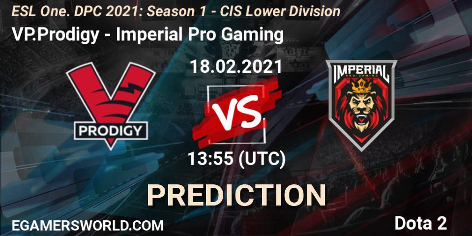 Prognose für das Spiel VP.Prodigy VS Imperial Pro Gaming. 18.02.21. Dota 2 - ESL One. DPC 2021: Season 1 - CIS Lower Division