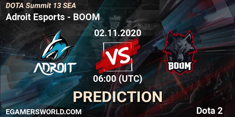 Prognose für das Spiel Adroit Esports VS BOOM. 02.11.20. Dota 2 - DOTA Summit 13: SEA