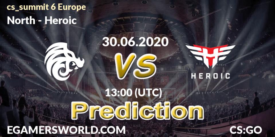 Prognose für das Spiel North VS Heroic. 30.06.20. CS2 (CS:GO) - cs_summit 6 Europe