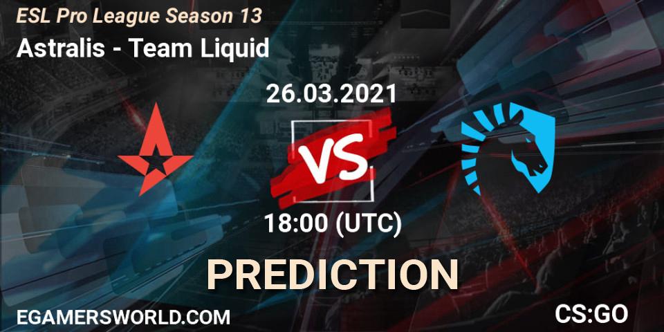 Prognose für das Spiel Astralis VS Team Liquid. 26.03.21. CS2 (CS:GO) - ESL Pro League Season 13