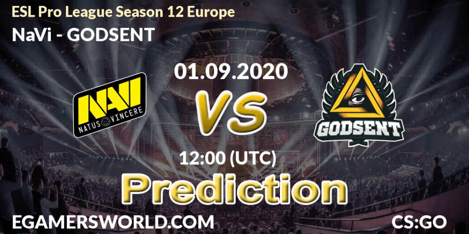 Prognose für das Spiel NaVi VS GODSENT. 01.09.20. CS2 (CS:GO) - ESL Pro League Season 12 Europe