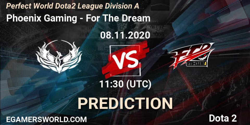 Prognose für das Spiel Phoenix Gaming VS For The Dream. 08.11.20. Dota 2 - Perfect World Dota2 League Division A