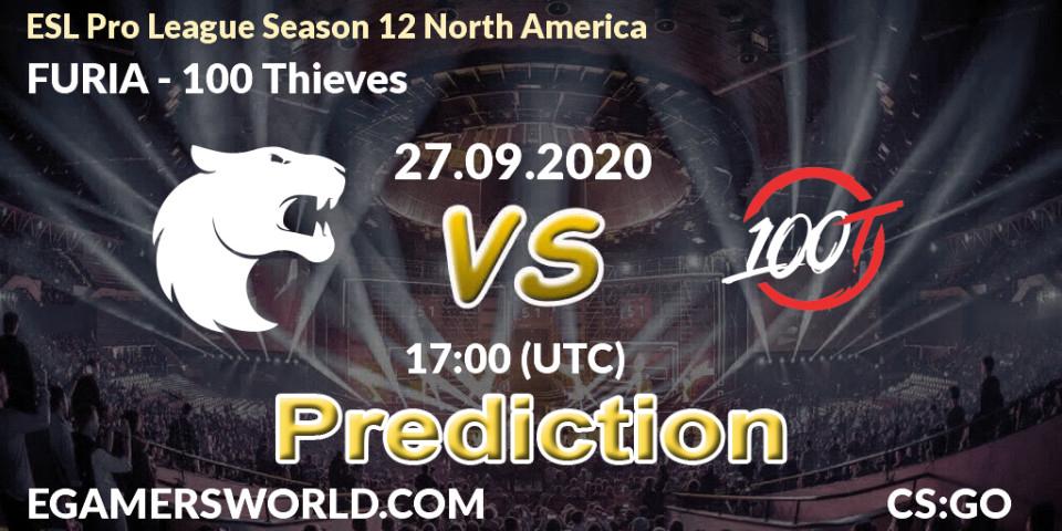 Prognose für das Spiel FURIA VS 100 Thieves. 27.09.20. CS2 (CS:GO) - ESL Pro League Season 12 North America