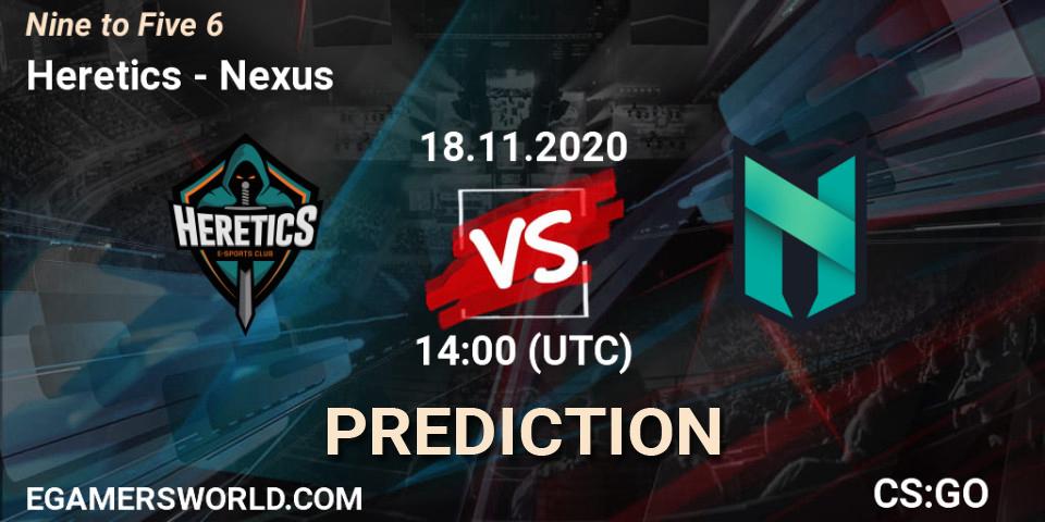 Prognose für das Spiel Heretics VS Nexus. 18.11.20. CS2 (CS:GO) - Nine to Five 6