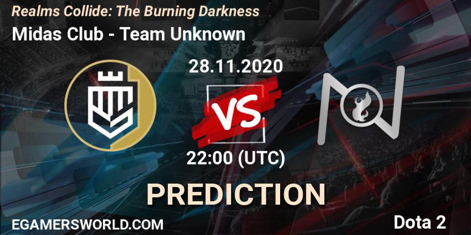 Prognose für das Spiel Midas Club VS Team Unknown. 28.11.20. Dota 2 - Realms Collide: The Burning Darkness