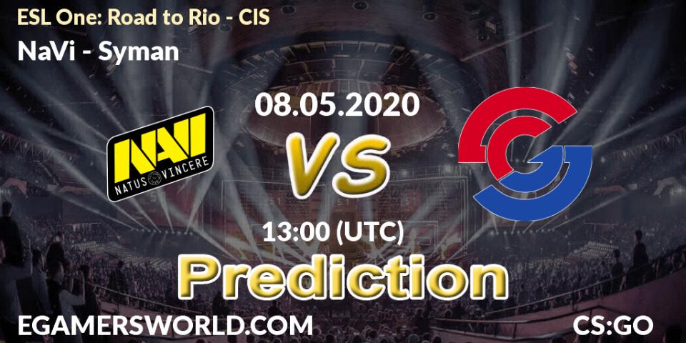 Prognose für das Spiel NaVi VS Syman. 08.05.20. CS2 (CS:GO) - ESL One: Road to Rio - CIS