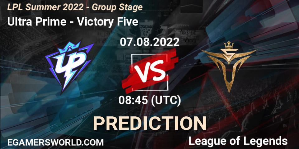 Prognose für das Spiel Ultra Prime VS Victory Five. 07.08.22. LoL - LPL Summer 2022 - Group Stage