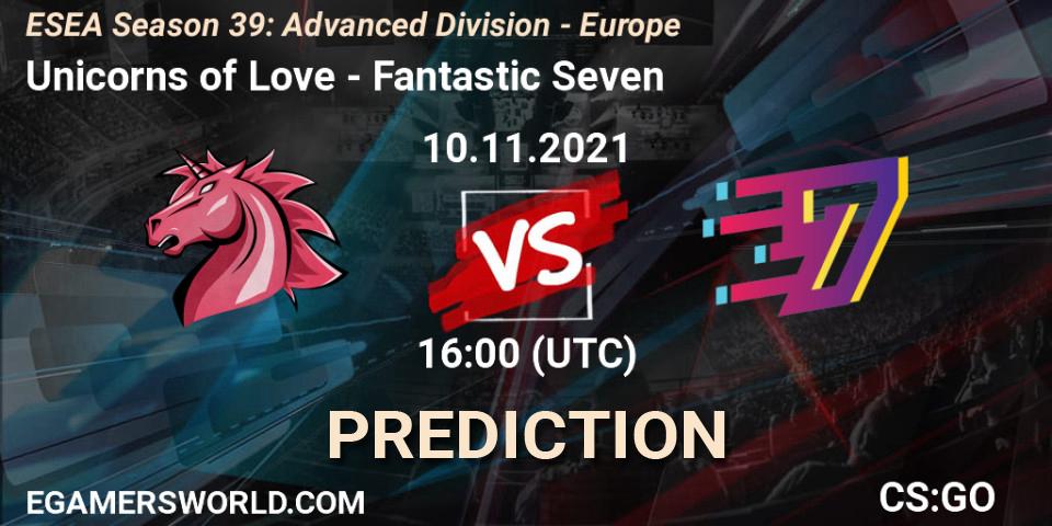 Prognose für das Spiel Unicorns of Love VS Fantastic Seven. 10.11.21. CS2 (CS:GO) - ESEA Season 39: Advanced Division - Europe