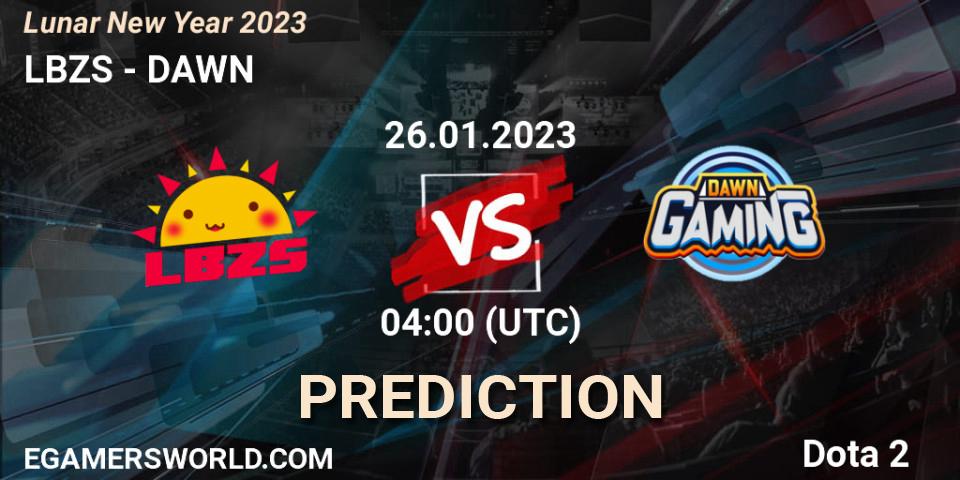 Prognose für das Spiel LBZS VS DAWN. 26.01.23. Dota 2 - Lunar New Year 2023