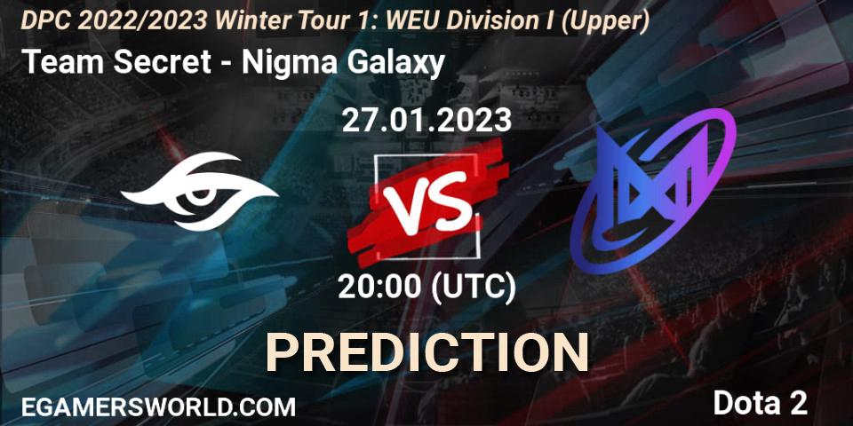 Prognose für das Spiel Team Secret VS Nigma Galaxy. 27.01.23. Dota 2 - DPC 2022/2023 Winter Tour 1: WEU Division I (Upper)