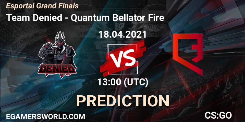 Prognose für das Spiel Team Denied VS Quantum Bellator Fire. 18.04.21. CS2 (CS:GO) - Esportal Grand Finals