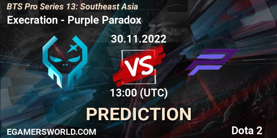 Prognose für das Spiel Execration VS Purple Paradox. 30.11.22. Dota 2 - BTS Pro Series 13: Southeast Asia