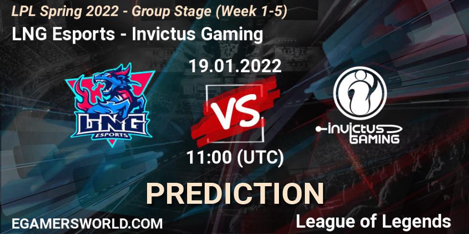 Prognose für das Spiel LNG Esports VS Invictus Gaming. 19.01.22. LoL - LPL Spring 2022 - Group Stage (Week 1-5)