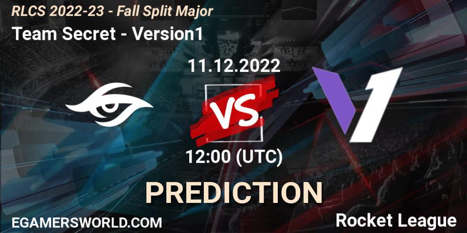 Prognose für das Spiel Team Secret VS Version1. 11.12.22. Rocket League - RLCS 2022-23 - Fall Split Major