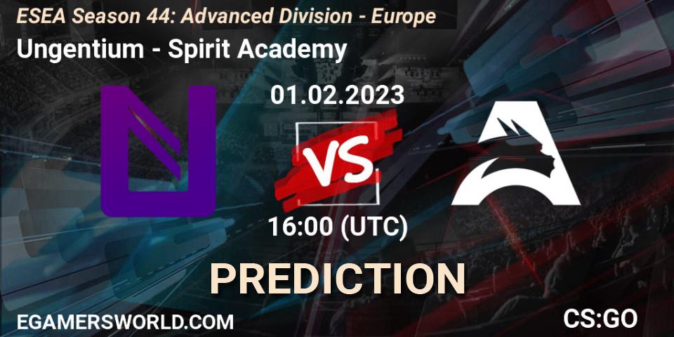 Prognose für das Spiel Ungentium VS Spirit Academy. 01.02.23. CS2 (CS:GO) - ESEA Season 44: Advanced Division - Europe
