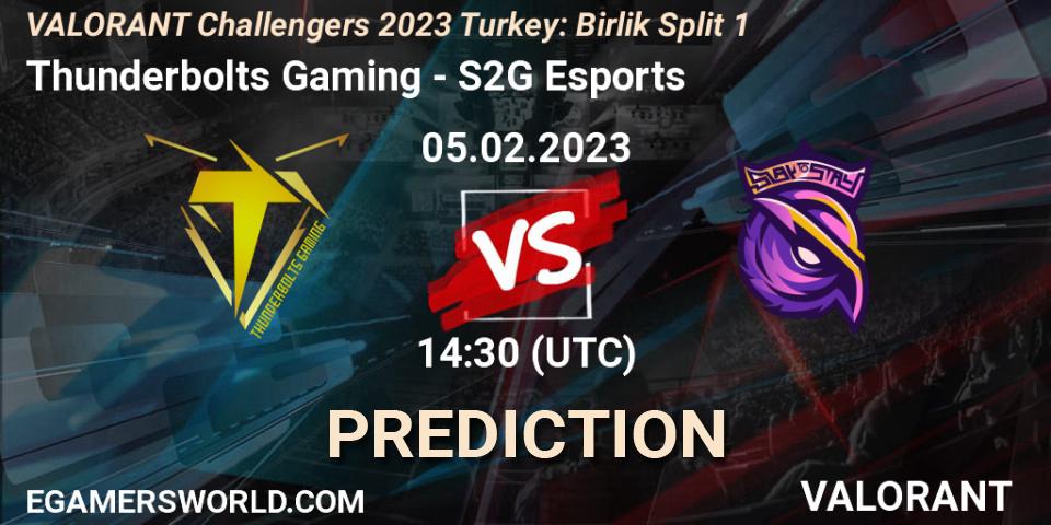 Prognose für das Spiel Thunderbolts Gaming VS S2G Esports. 05.02.23. VALORANT - VALORANT Challengers 2023 Turkey: Birlik Split 1