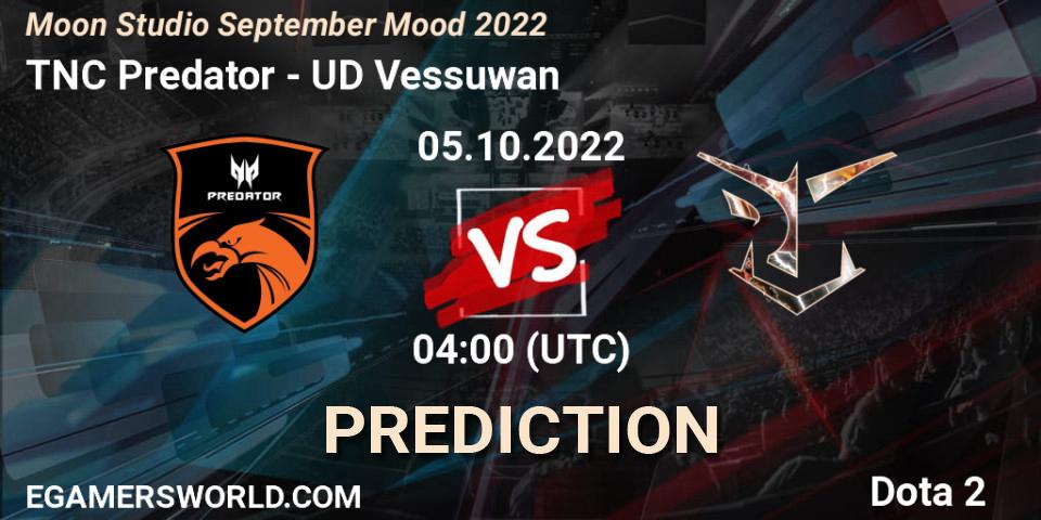 Prognose für das Spiel TNC Predator VS UD Vessuwan. 05.10.22. Dota 2 - Moon Studio September Mood 2022