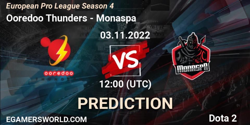 Prognose für das Spiel Ooredoo Thunders VS Monaspa. 12.11.22. Dota 2 - European Pro League Season 4
