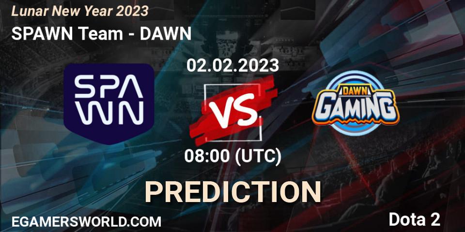Prognose für das Spiel SPAWN Team VS DAWN. 02.02.23. Dota 2 - Lunar New Year 2023