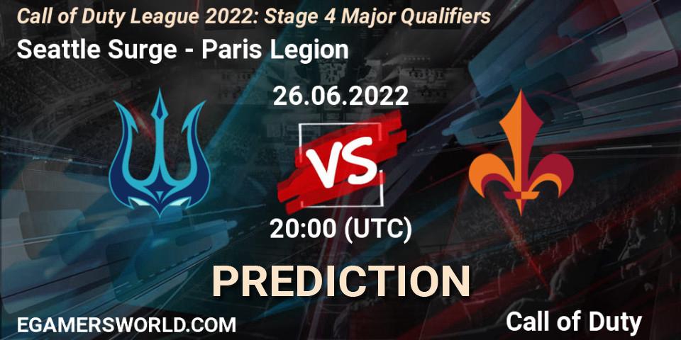 Prognose für das Spiel Seattle Surge VS Paris Legion. 26.06.22. Call of Duty - Call of Duty League 2022: Stage 4