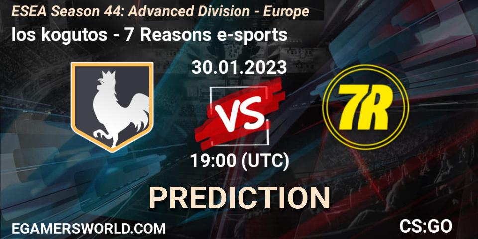 Prognose für das Spiel los kogutos VS 7 Reasons e-sports. 05.02.23. CS2 (CS:GO) - ESEA Season 44: Advanced Division - Europe