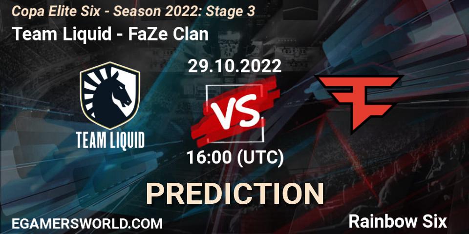 Prognose für das Spiel Team Liquid VS FaZe Clan. 29.10.22. Rainbow Six - Copa Elite Six - Season 2022: Stage 3