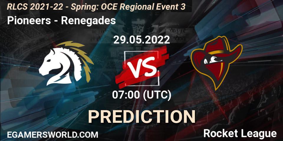 Prognose für das Spiel Pioneers VS Renegades. 29.05.22. Rocket League - RLCS 2021-22 - Spring: OCE Regional Event 3