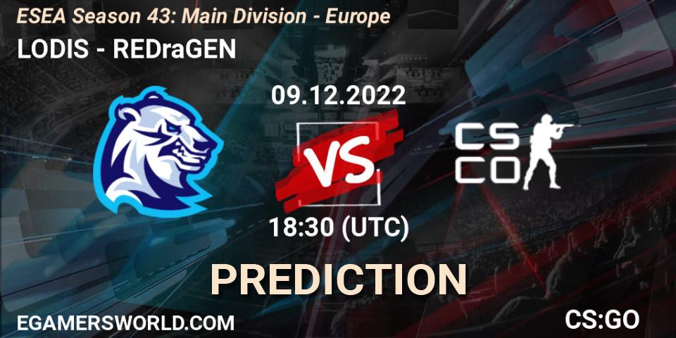 Prognose für das Spiel LODIS VS REDraGEN. 09.12.22. CS2 (CS:GO) - ESEA Season 43: Main Division - Europe