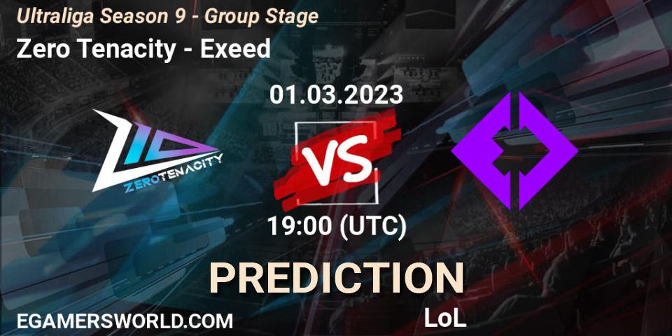 Prognose für das Spiel Zero Tenacity VS Exeed. 01.03.23. LoL - Ultraliga Season 9 - Group Stage