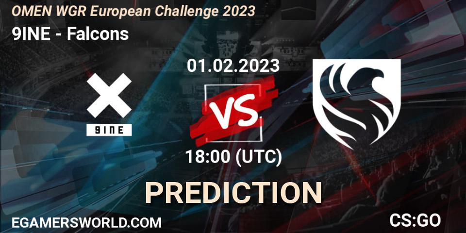 Prognose für das Spiel 9INE VS Falcons. 11.02.23. CS2 (CS:GO) - OMEN WGR European Challenge 2023