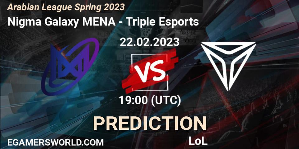 Prognose für das Spiel Nigma Galaxy MENA VS Triple Esports. 22.02.23. LoL - Arabian League Spring 2023