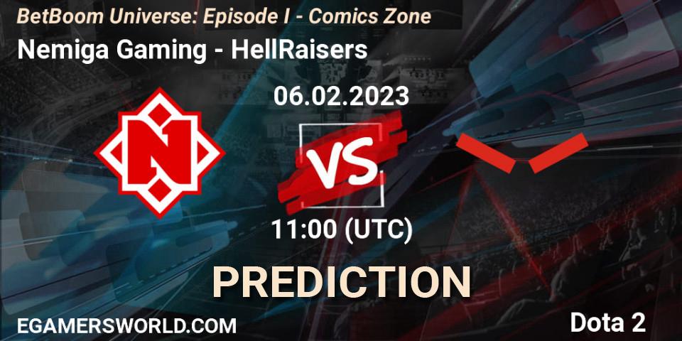 Prognose für das Spiel Nemiga Gaming VS HellRaisers. 06.02.23. Dota 2 - BetBoom Universe: Episode I - Comics Zone