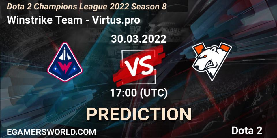 Prognose für das Spiel Winstrike Team VS Virtus.pro. 30.03.22. Dota 2 - Dota 2 Champions League 2022 Season 8