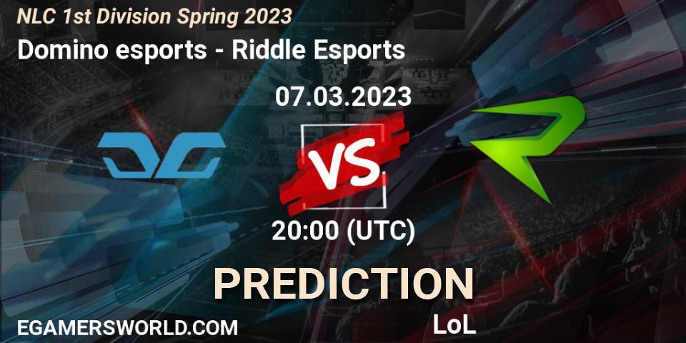 Prognose für das Spiel Domino esports VS Riddle Esports. 08.02.23. LoL - NLC 1st Division Spring 2023