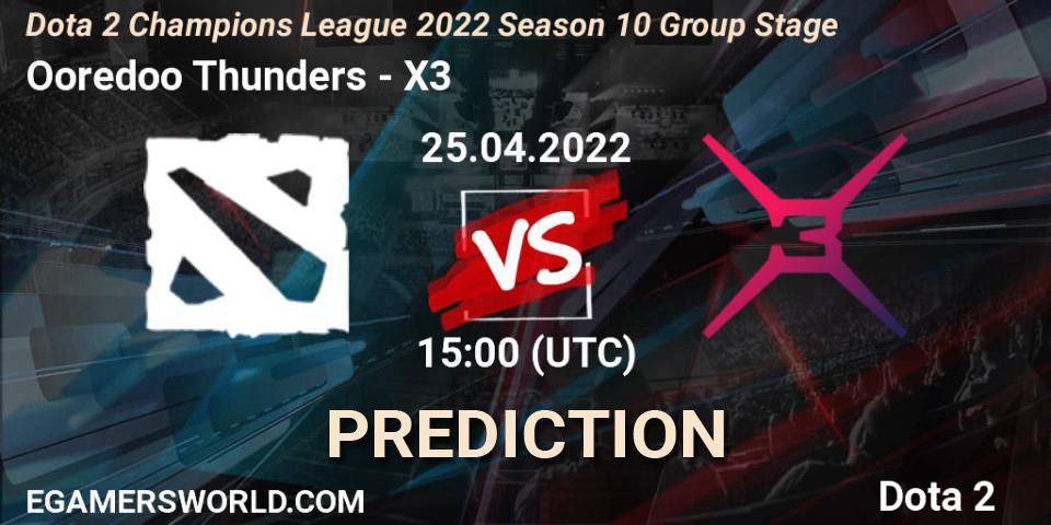 Prognose für das Spiel Ooredoo Thunders VS X3. 25.04.22. Dota 2 - Dota 2 Champions League 2022 Season 10 