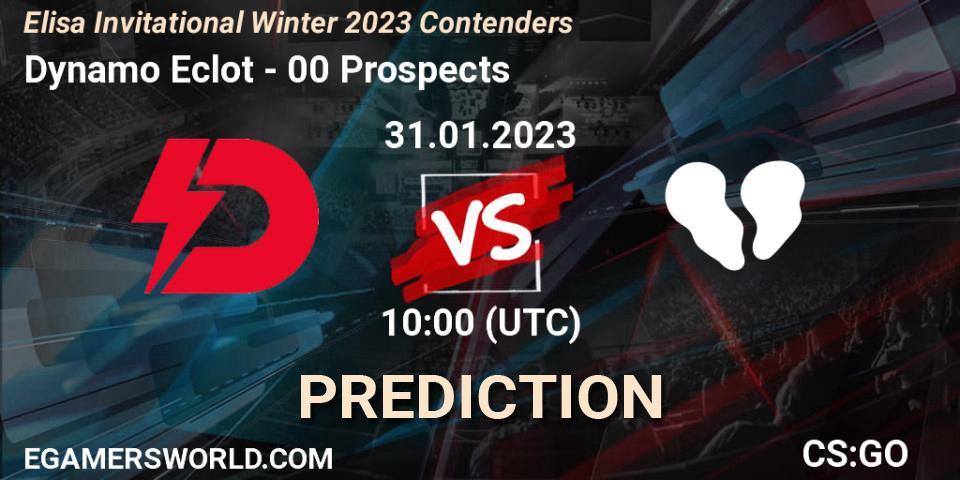 Prognose für das Spiel Dynamo Eclot VS 00 Prospects. 31.01.23. CS2 (CS:GO) - Elisa Invitational Winter 2023 Contenders
