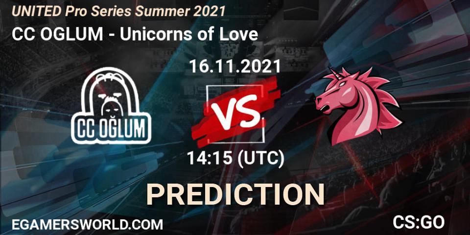 Prognose für das Spiel CC OGLUM VS Unicorns of Love. 16.11.21. CS2 (CS:GO) - UNITED Pro Series Summer 2021