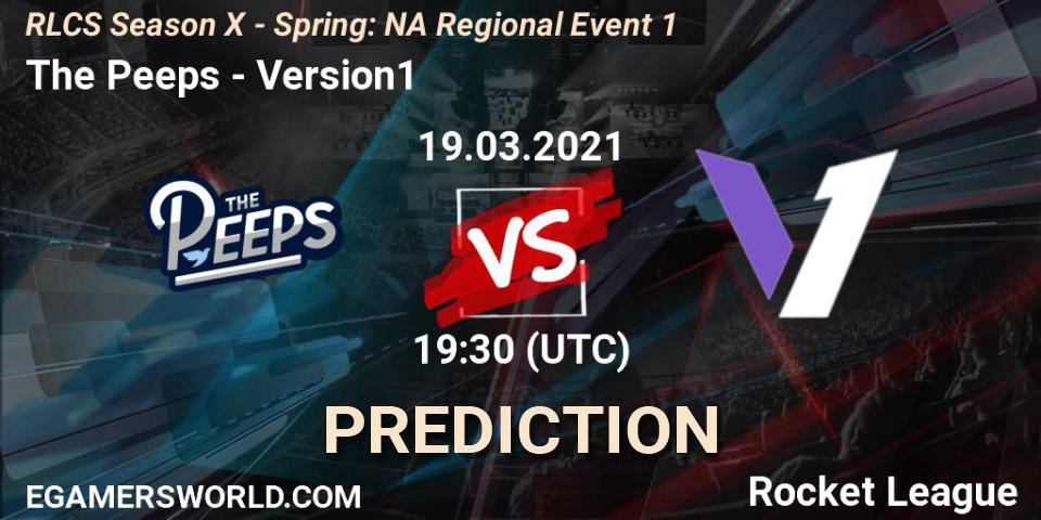 Prognose für das Spiel The Peeps VS Version1. 19.03.21. Rocket League - RLCS Season X - Spring: NA Regional Event 1