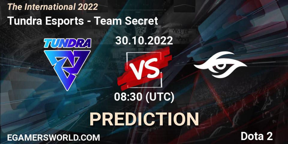 Prognose für das Spiel Tundra Esports VS Team Secret. 30.10.22. Dota 2 - The International 2022
