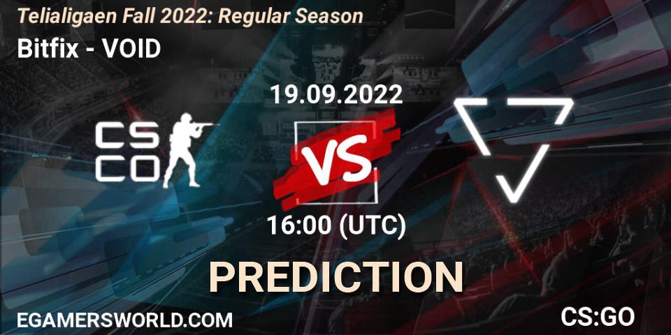 Prognose für das Spiel Bitfix VS VOID. 19.09.22. CS2 (CS:GO) - Telialigaen Fall 2022: Regular Season